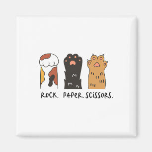 Funny Cat Rock Paper Scissors Cute Cat Paws Kids T Magnet