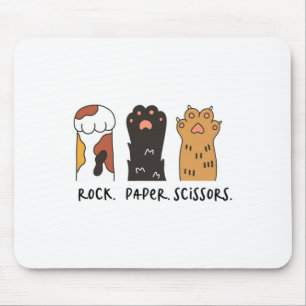Funny Cat Rock Paper Scissors Cute Cat Paws Kids T Mouse Mat
