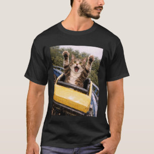 Funny Cat Roller Coaster Silly Meme Domestic Short T-Shirt
