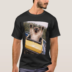 Funny Cat Roller Coaster Silly Meme Graphic Siames T-Shirt
