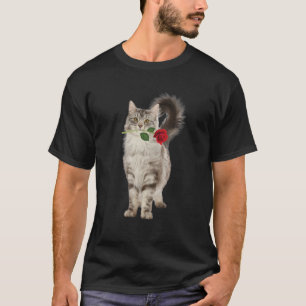 Funny Cat Rose Valentine Day Animal Lovers Kitten T-Shirt