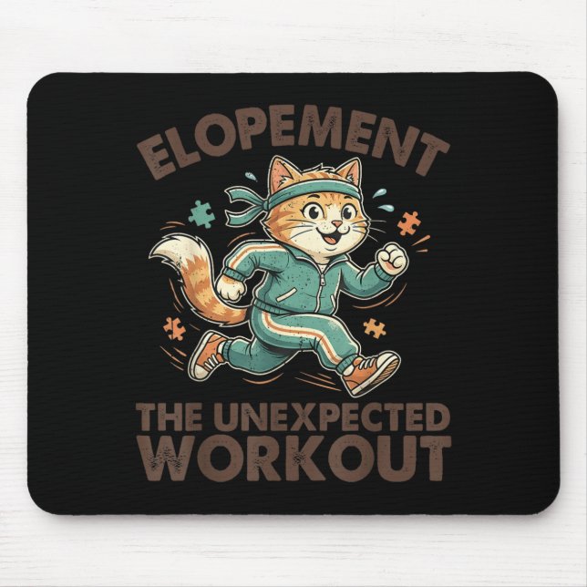 Funny Cat Running Meme Elopement the Unexpected Mouse Mat (Front)