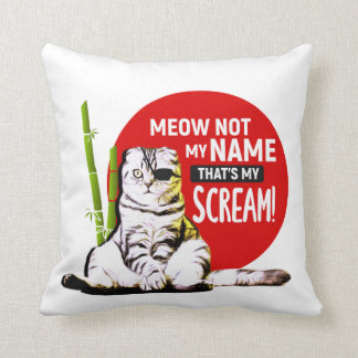 Funny Cat Samurai Quotes T-Shirt Cushion
