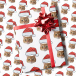 Funny Cat Santa Hat | Custom Face Photo Christmas Wrapping Paper<br><div class="desc">Funny Cat Santa Hat Custom Face Photo Christmas Wrapping Paper</div>