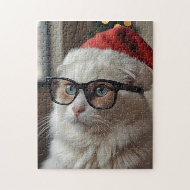 Funny Cat Santa Puzzle - Christmas Jigsaw (Vertical)