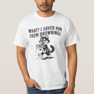 Funny Cat Saved Him From Drowning Shirt – Dark Hum