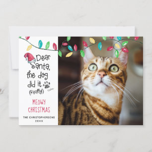Funny Cat Saying Meowy Christmas Photo Cat Name Holiday Card