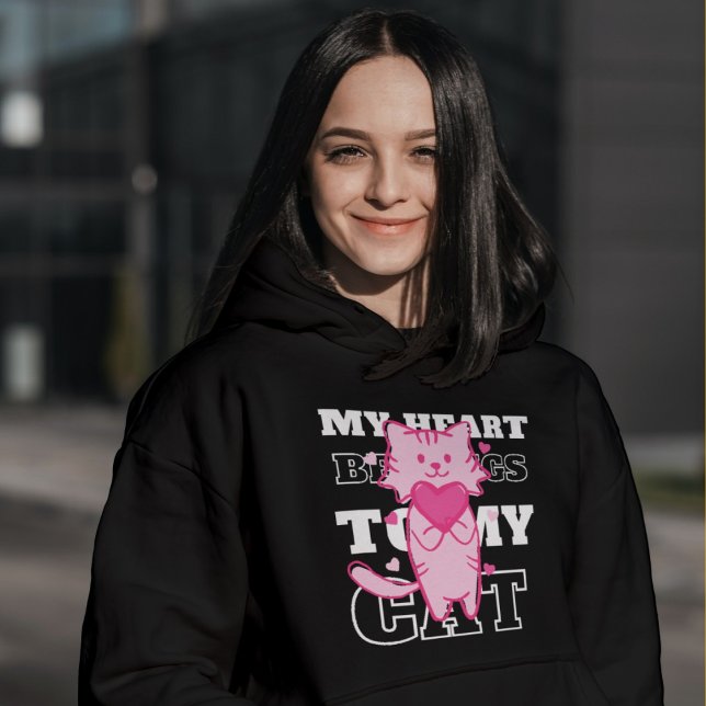 Funny cat Sayings  My Heart belongs To My cat,  T- Hoodie (Creator Uploaded)