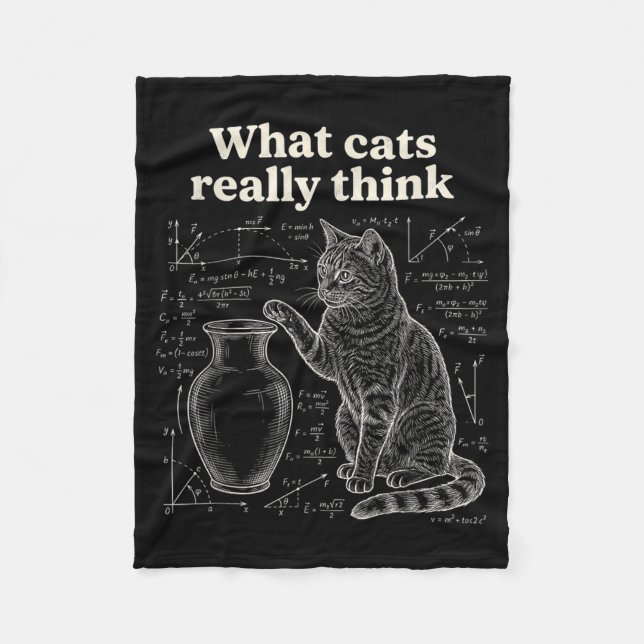 Funny Cat Science Humour What Cats Think Math Fleece Blanket (Front)