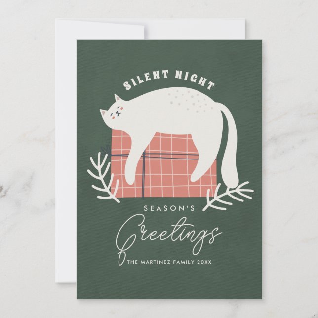 Funny Cat Season's Greetings Greeting Holiday Card (Front)