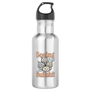 Funny Cat Seeing Through Your Vintage Des 532 Ml Water Bottle