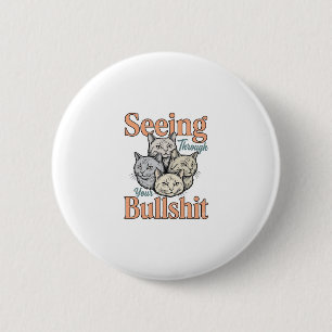 Funny Cat Seeing Through Your Vintage Des 6 Cm Round Badge