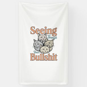 Funny Cat Seeing Through Your Vintage Des Banner