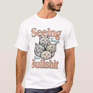 Funny Cat Seeing Through Your Vintage Des T-Shirt