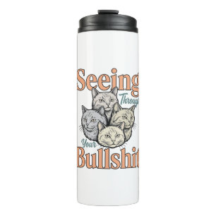 Funny Cat Seeing Through Your Vintage Des Thermal Tumbler