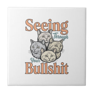 Funny Cat Seeing Through Your Vintage Des Tile