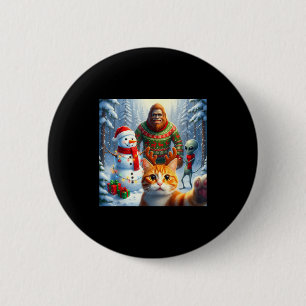 Funny Cat Selfie Bigfoot Humor Men Women Kids Chri 6 Cm Round Badge