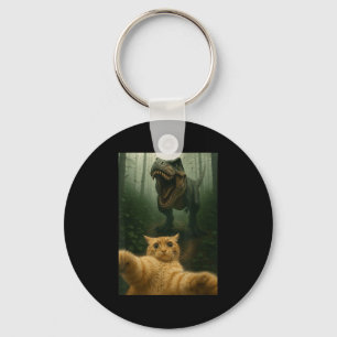 Funny Cat Selfie Dinosaur Meme Animals Lover Graph Key Ring