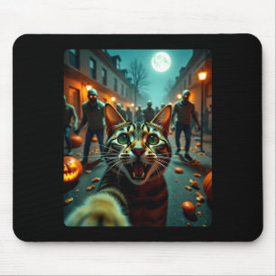 Funny Cat Selfie Halloween Zombies Humor  Mouse Mat