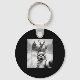 Funny Cat Selfie Santa Merry Christmas Xmas Pajama Key Ring