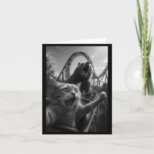 Funny Cat Selfie Top With Bear Roller Coaster Card