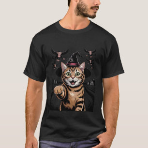 Funny CAT Selfie Witch Flying Monkeys Spooky Trick T-Shirt