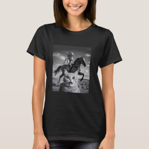 Funny Cat Selfie with Alien Riding a Horse T-Shirt