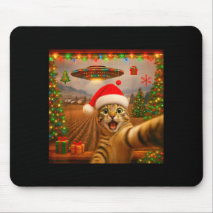Funny Cat Selfie With Alien Ufo Christmas Lights S Mouse Mat