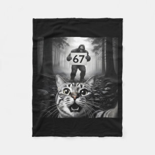 Funny Cat Selfie With Bigfoot 67 Six Seven Meme Me Fleece Blanket