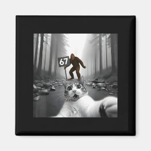 Funny Cat Selfie With Bigfoot 67 Six Seven Meme Me Magnet