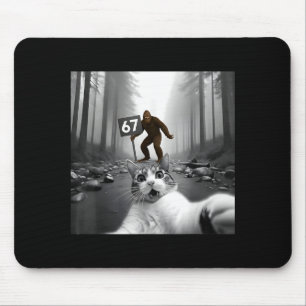 Funny Cat Selfie With Bigfoot 67 Six Seven Meme Me Mouse Mat