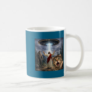 Funny cat selfie with bigfoot ufo and jesus easter coffee mug