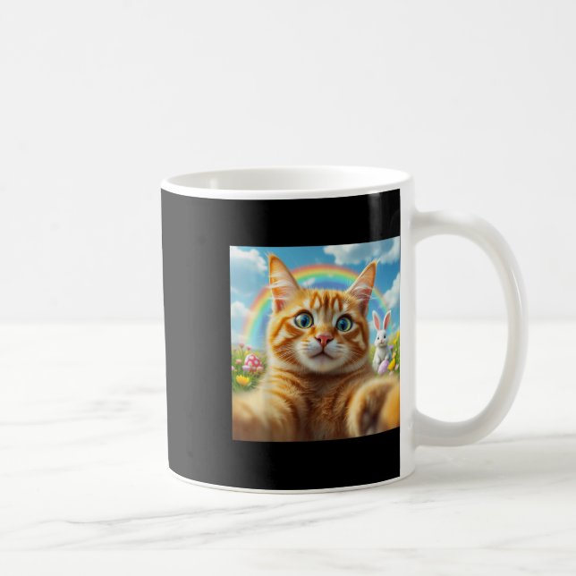 Funny Cat Selfie With Bunny Cute Easter Day Cat Ph Coffee Mug (Right)