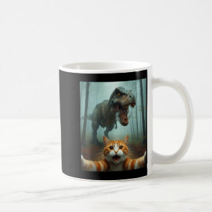 Funny Cat Selfie With Dinosaur Graphic For Men Wom Coffee Mug