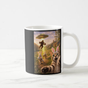 Funny Cat Selfie with Easter Bunny Bigfoot UFO for Coffee Mug