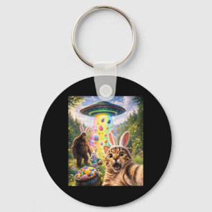 Funny Cat Selfie with Easter Bunny Ears Bigfoot Key Ring