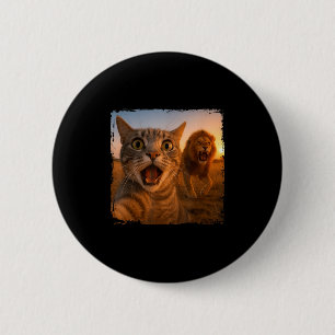 Funny Cat Selfie With Lion Cat Meme For Men Women 6 Cm Round Badge