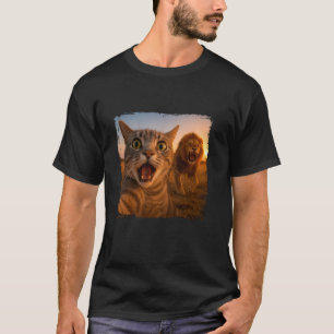 Funny Cat Selfie with Lion Cat Meme for Men Women  T-Shirt