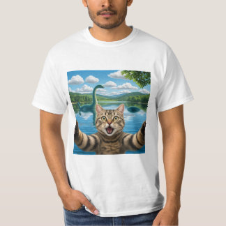 Funny cat selfie with Loch Ness Monster Cool Kitty T-Shirt