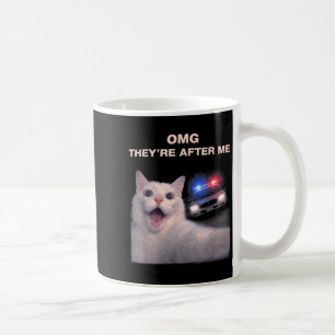Funny Cat Selfie with Police Style Meme Graphic Coffee Mug