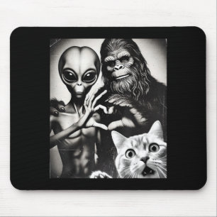 Funny Cat Selfie With Romantic Bigfoot In Love Wit Mouse Mat