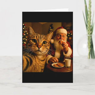 Funny Cat Selfie With Santa Claus Christmas Meme  Card