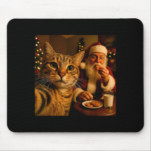 Funny Cat Selfie With Santa Claus Christmas Meme  Mouse Mat