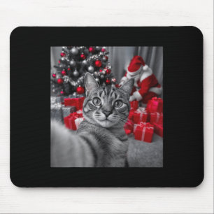 Funny Cat Selfie With Santa Claus Christmas Meme _ Mouse Mat