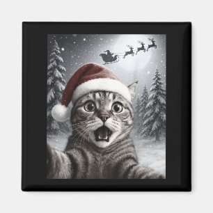Funny Cat Selfie With Santa Claus Christmas Men Wo Magnet