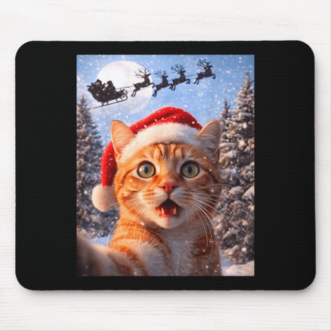 Funny Cat Selfie With Santa Claus Christmas Men Wo Mouse Mat (Front)