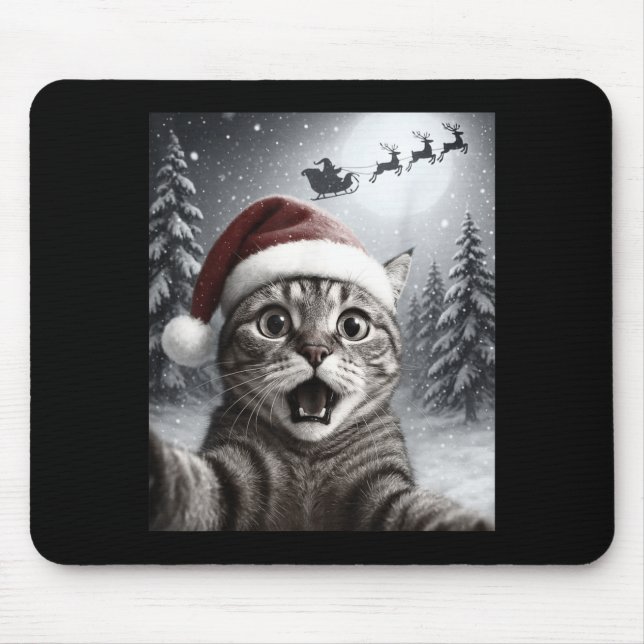 Funny Cat Selfie With Santa Claus Christmas Men Wo Mouse Mat (Front)