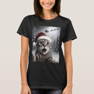 Funny Cat Selfie With Santa Claus Christmas Men Wo T-Shirt