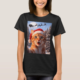 Funny Cat Selfie With Santa Claus Christmas Men Wo T-Shirt