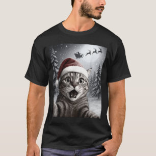 Funny Cat Selfie With Santa Claus Christmas Men Wo T-Shirt